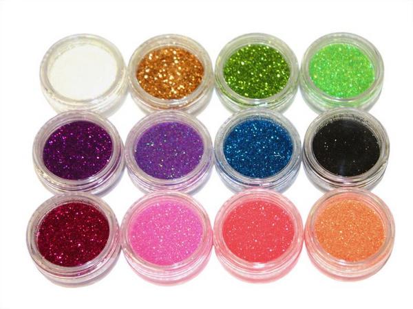 Yu&Tiny Nail Design Kit, Glitter Powder, 12 colors
